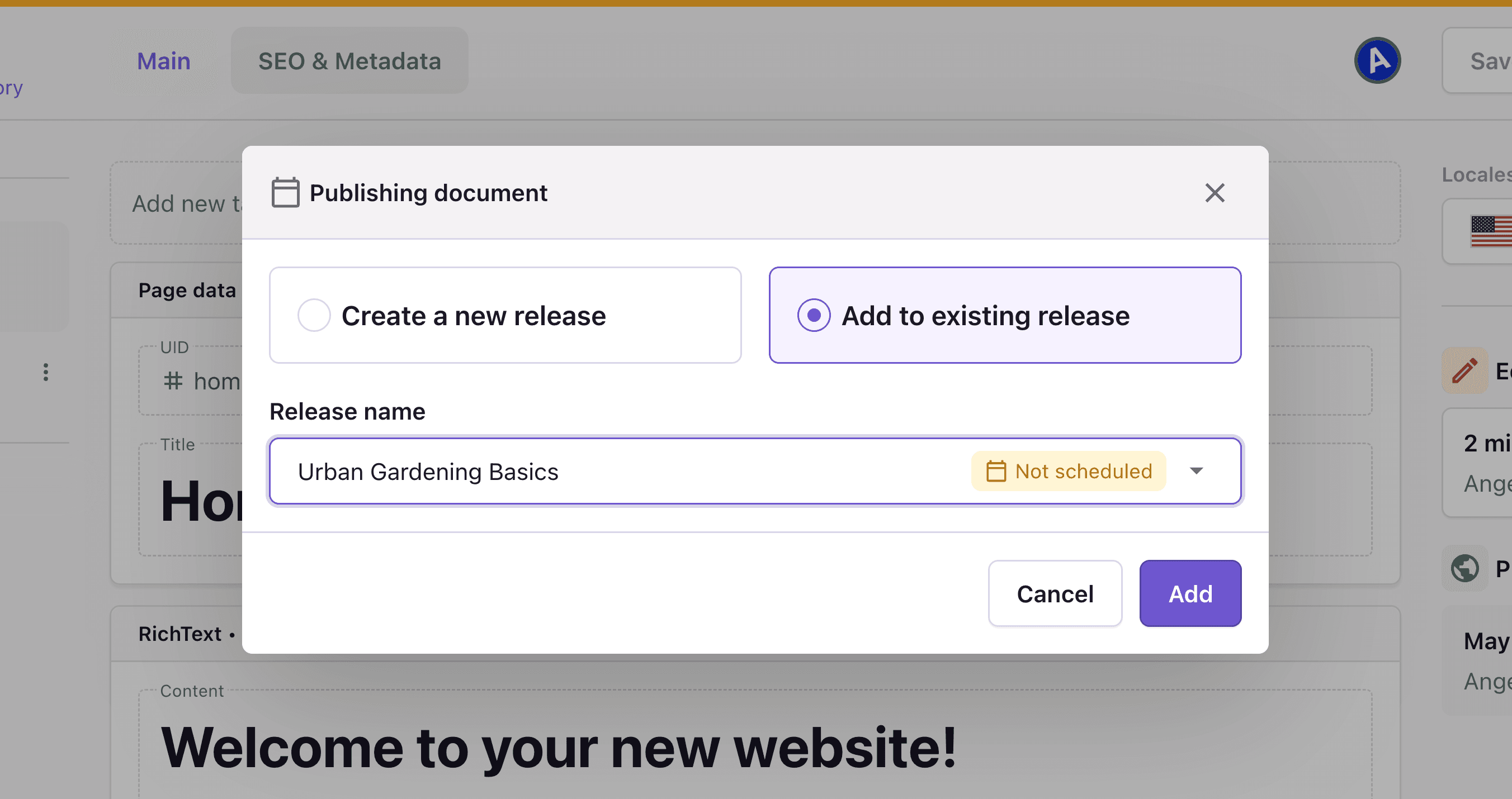 Schedule releases — Prismic Docs