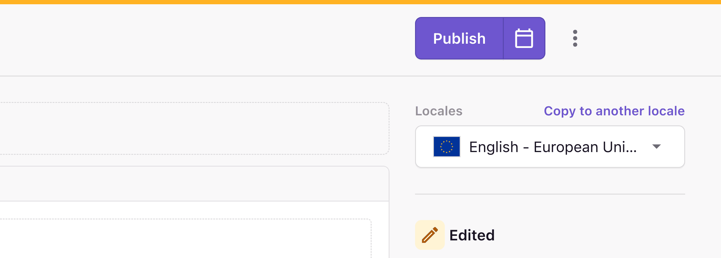 A screenshot of a document's Locales selector in the top-right corner
of the Page Builder.
