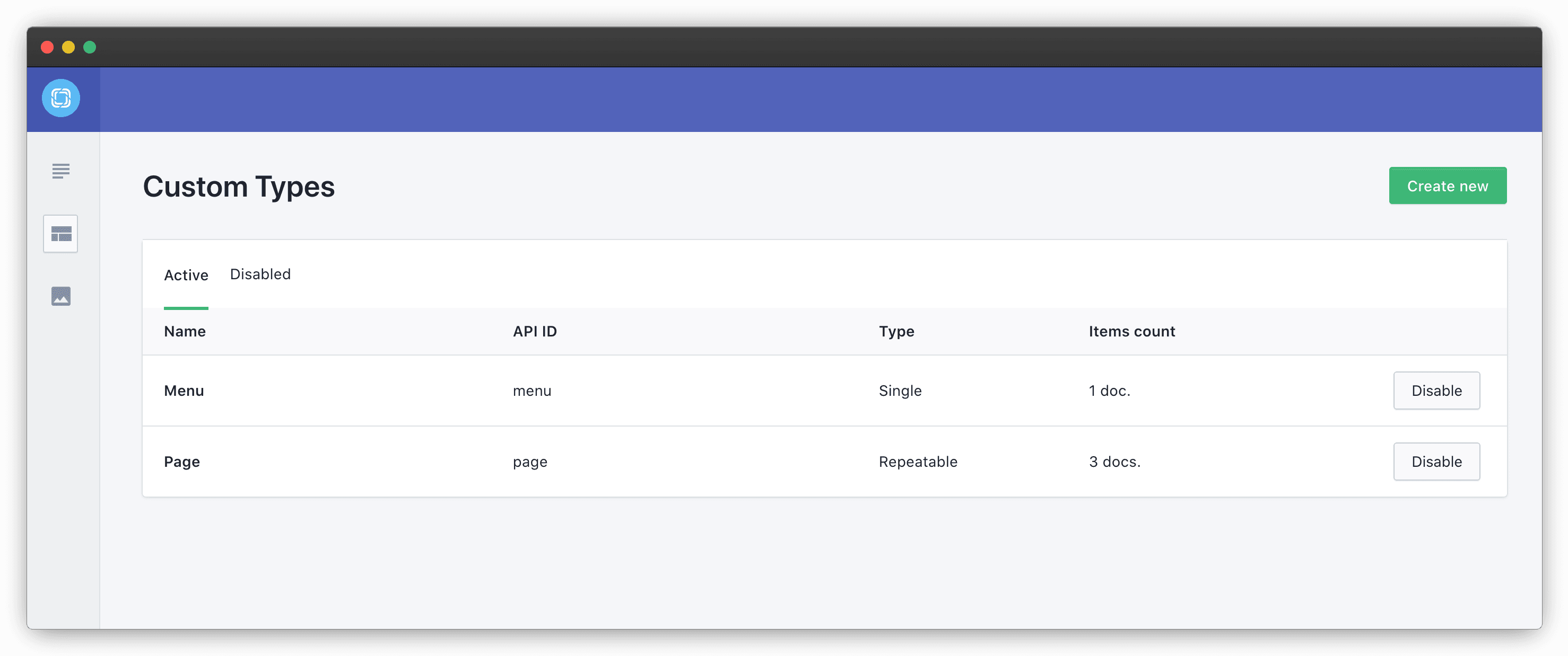 Types API Technical Reference — Prismic Docs