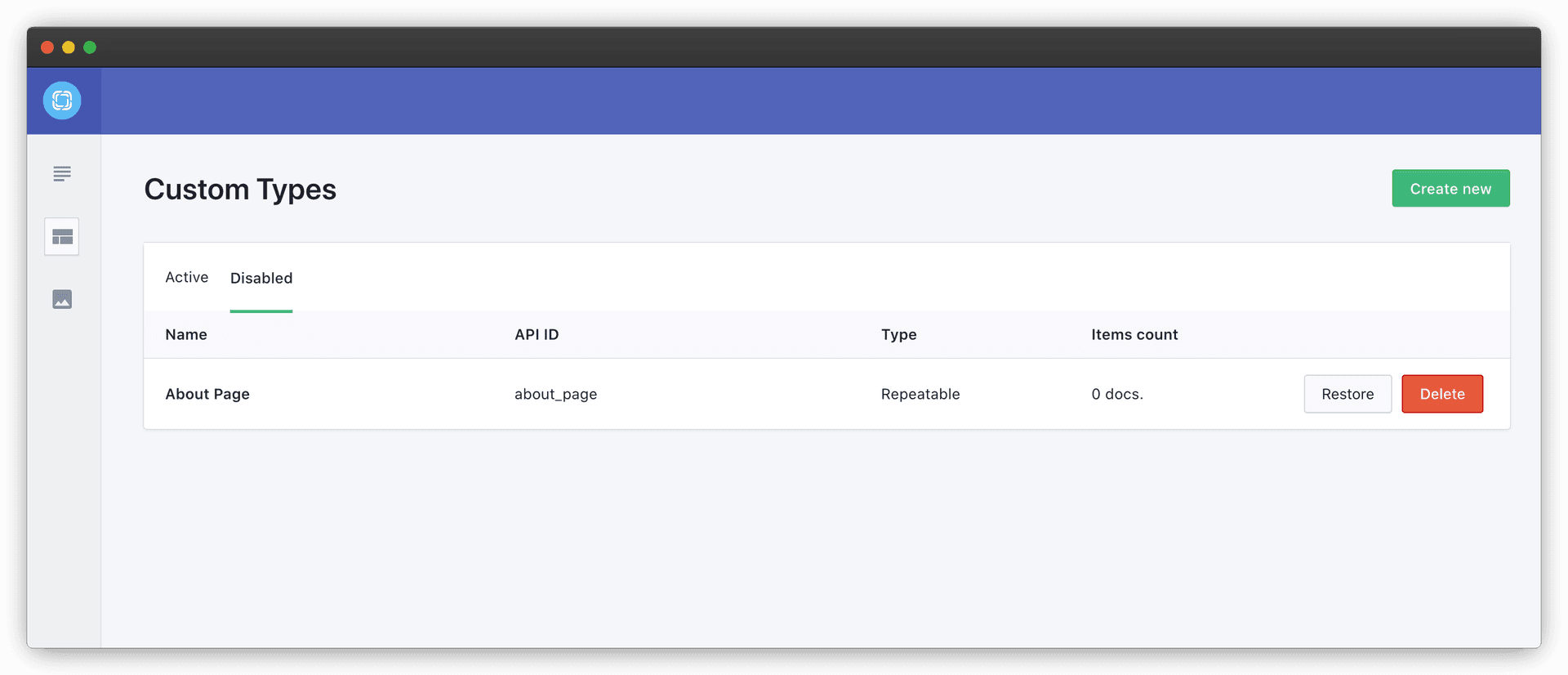 Types API Technical Reference — Prismic Docs