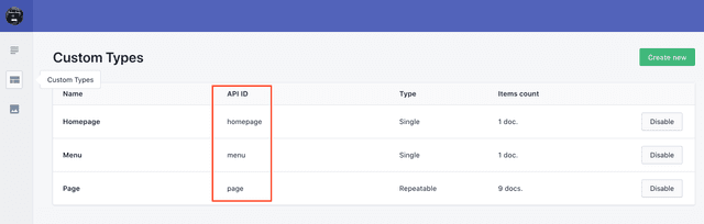 Types API Technical Reference — Prismic Docs