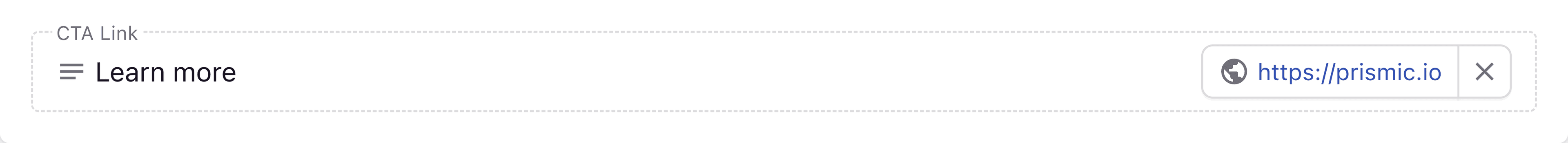 A screenshot of a link field with display text in the Page Builder.