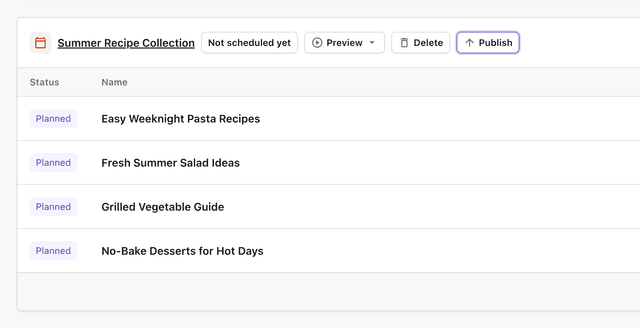 A screenshot of the Publish button used to publish a release immediately.