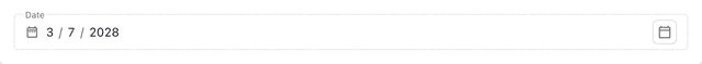 A screenshot of a date field in the Page Builder.