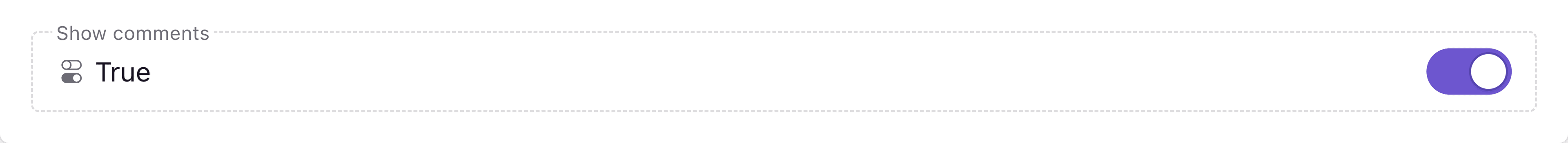 A screenshot of a boolean field in the Page Builder.