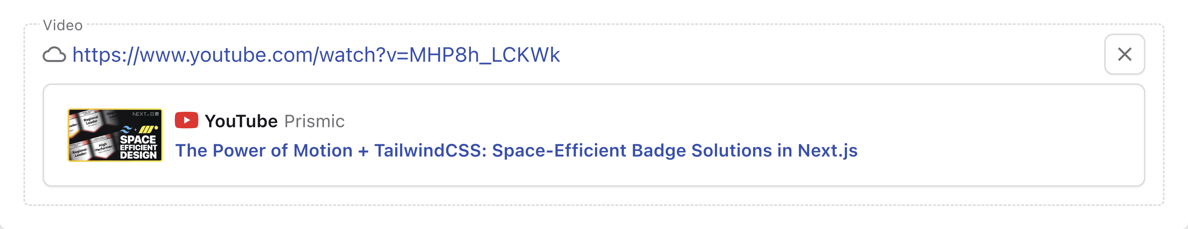 A screenshot of an embed field in the Page Builder.