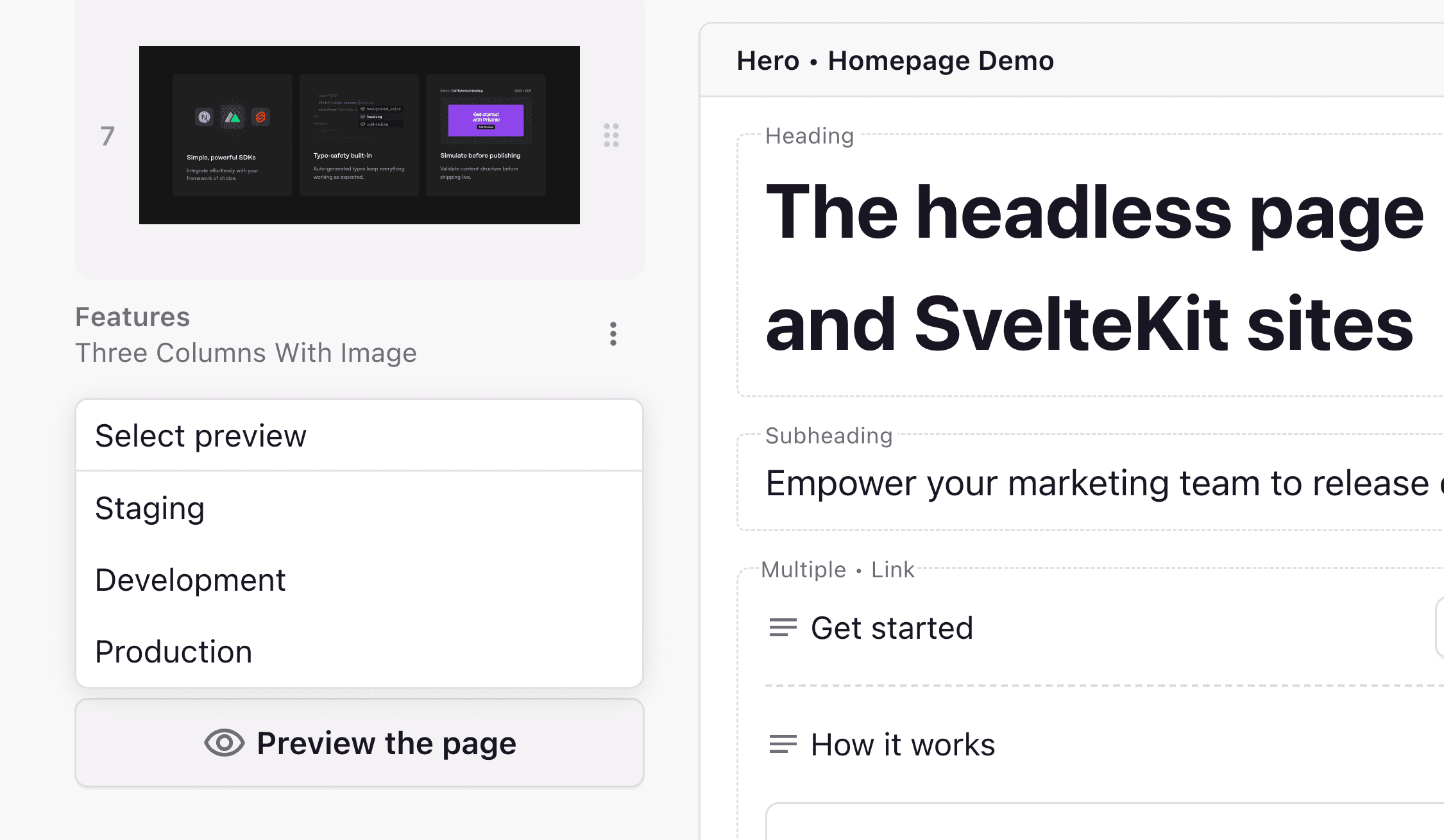 A screenshot of the Preview the page button in the Page Builder.