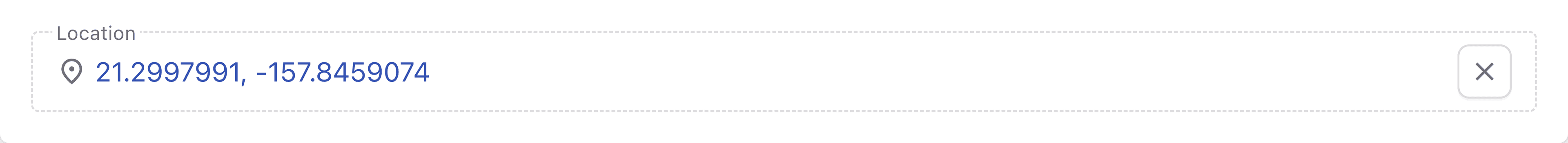A screenshot of a geopoint field in the Page Builder.