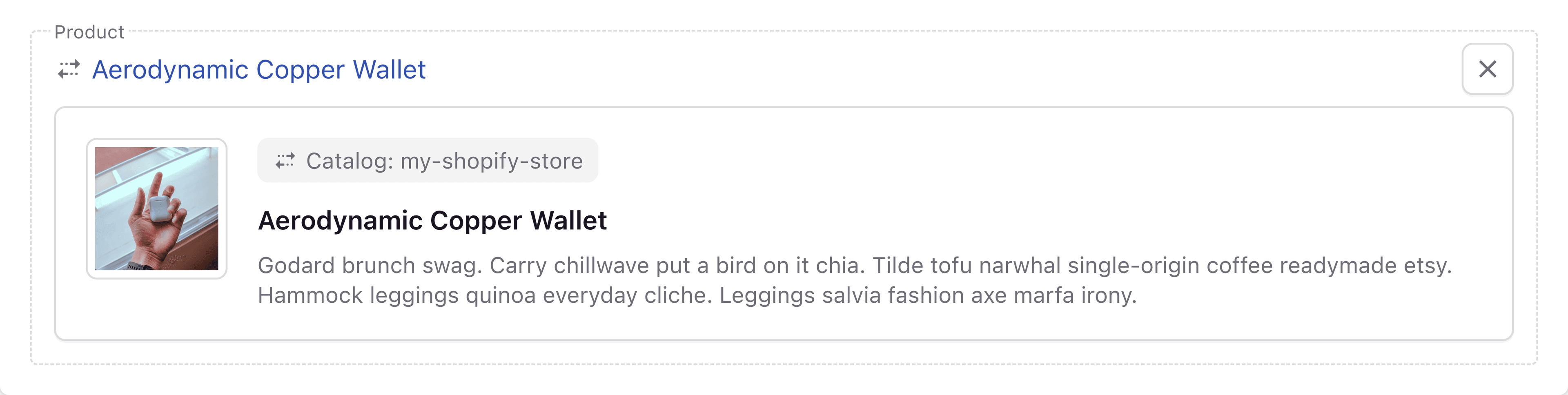 A screenshot of an integration field in the Page Builder.