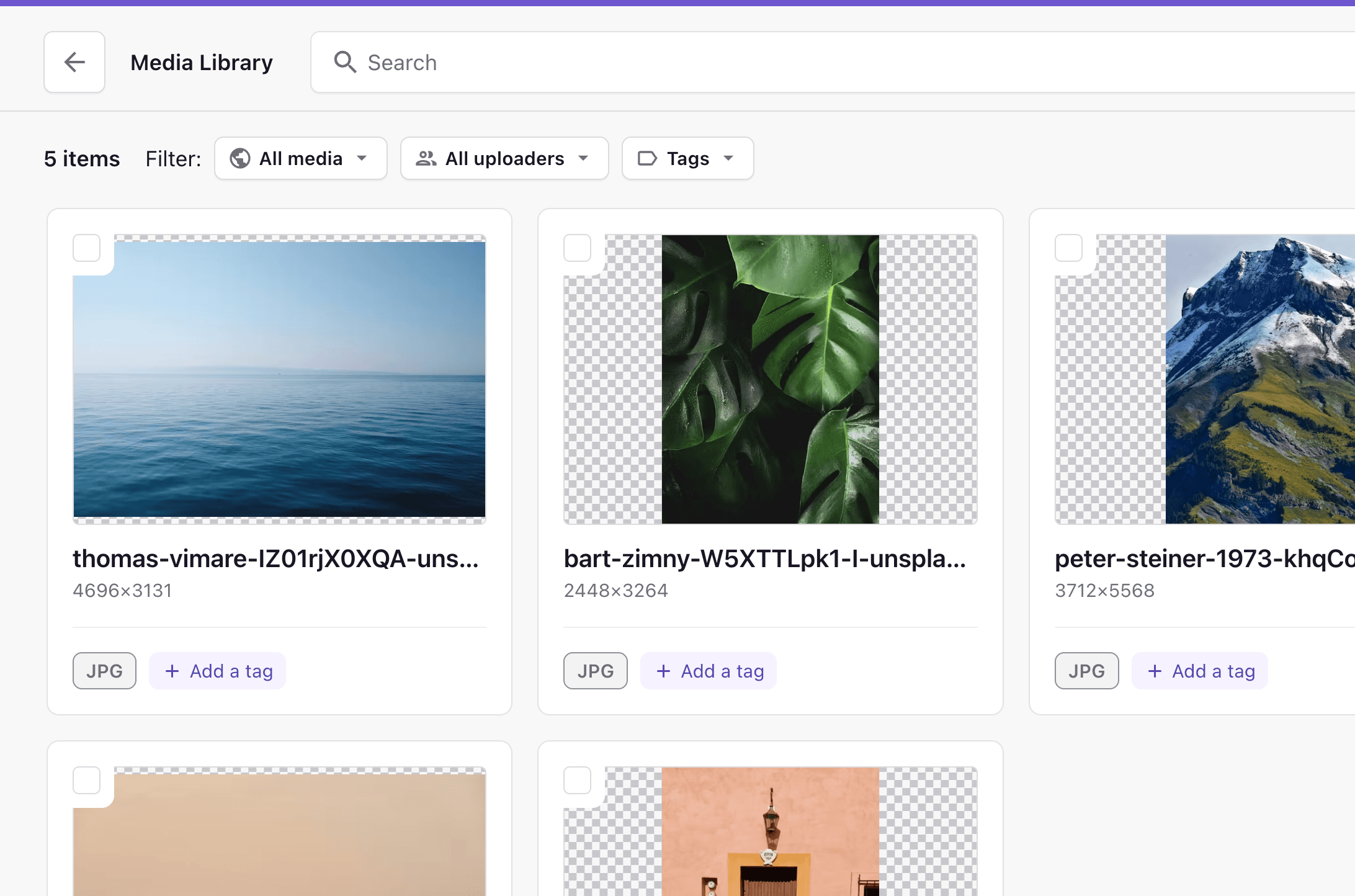 A screenshot of the media library.