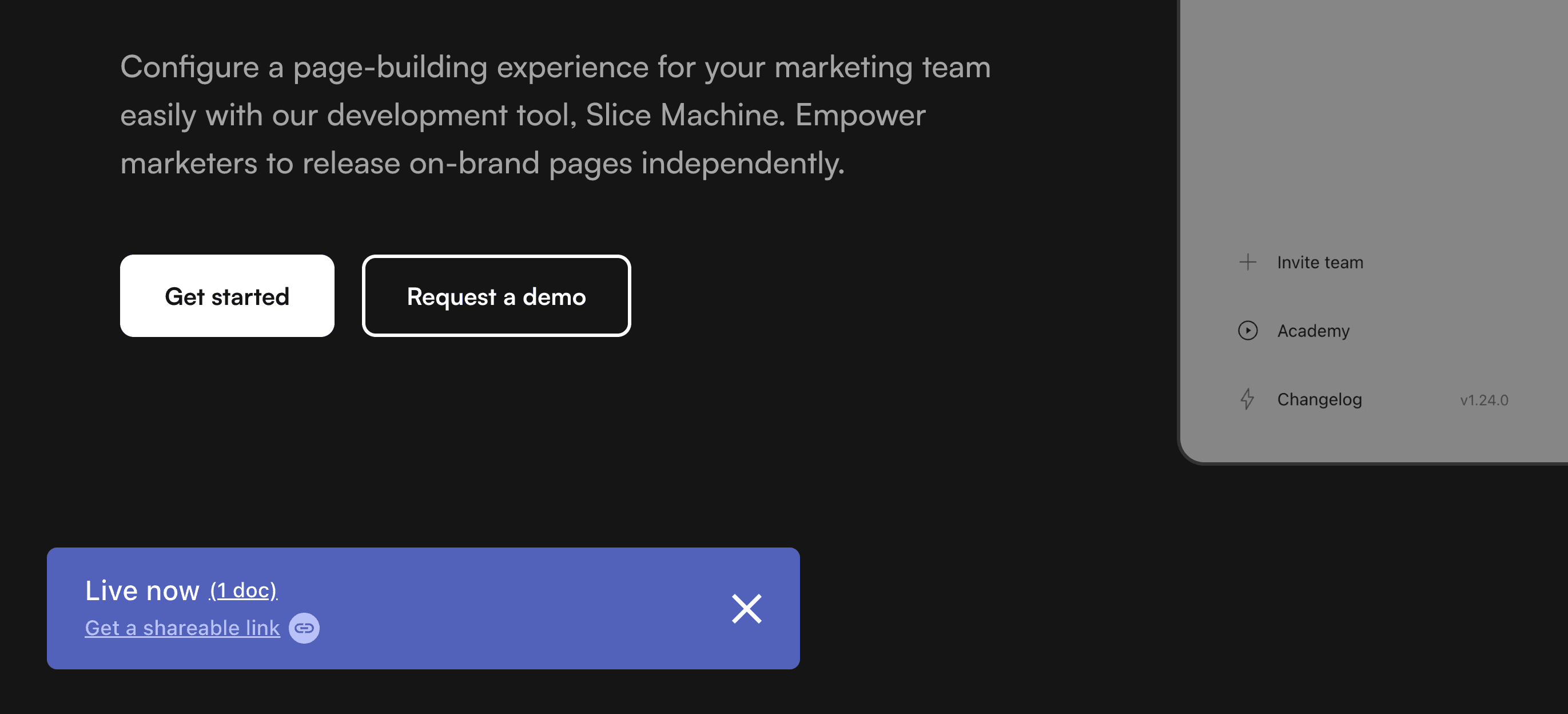 A screenshot of the Prismic toolbar during a preview.